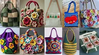 Inspiring Crochet flower Bag & purse design &lrm;ideas | Handmade |Easy Handle bags & purse