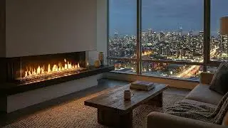 ASMR Muffled City Sounds 🌃 Luxury Fireplace & Traffic Rumble | 10 Hours Sleep Ambience
