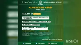 Faculty of Arabic (IIUI) Admissions Open for Fall-2022