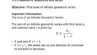 9-3-3 Infinite Geometric Series UHS College Algebra Quinn