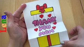 &Uuml;berraschungskarte DIY 🎁 Thank You Mama Gift Card  💝 Geschenk zeichnen 🎁 Draw Surprise Gift Box card