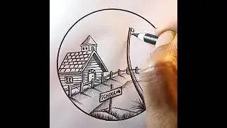 Ideal village scenery drawing #villagedrawing #easydraw #pencildrawing