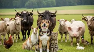 Collection of Cute Animal Sounds Rabbit, Horse, Chicken, Pig, Monkey, Dog, Sheep  Animal Video