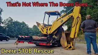 Deere 510B Backhoe Disaster Strikes While Delivering It To Its New Owner!
