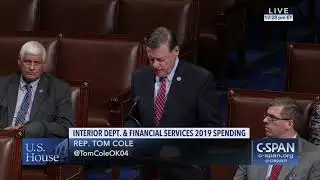 Rep. Cole manages the rule for debate on Interior, Financial Services Appropriations