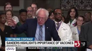 Flanked by experts, Sanders says vaccines save lives