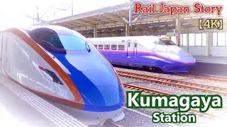 KUMAGAYA Station on the Shinkansen Lines. Bullet Trains Passing, Arriving & Departing | Train Japan