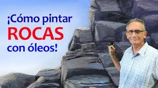 &iexcl;Como PINTAR CON &Oacute;LEOS  MAR, ROCAS 😱 paisaje con ESP&Aacute;TULA, PINCEL y mi fasc&iacute;culo de la Perspectiva!