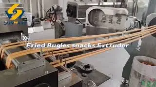 Fried Bugle Snack Food Pellet Double Twin Screw Extruder Fried Snacks Pellet Processing Line 油炸妙脆角设备
