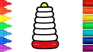 Drawing and coloring ring toy | Learn colors with Stacking Rings |Coloring for toddles and  kids
