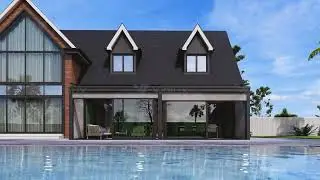 Sloped Glass Roof with Lift & Slide Doors and Sunshades by Violux.