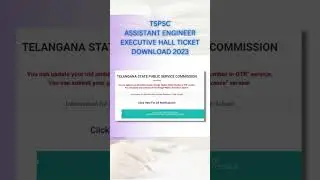 TSPSC AEE 2023 Hall ticket Download   #shorts  #youtubeshorts #tspsc #tspscupcomingnotification2022