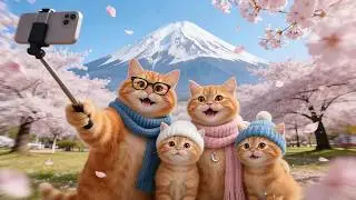 🐱🌸Kittens Enjoy Cherry Blossoms & Onsen | Ginger Cat Family Trip