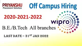 Wipro off campus hiring for 2020-2022 | Wipro Hiring Fresher 2020,2021,2022 | Wipro off campus drive