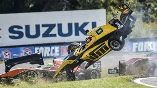 Toyota Racing Series New Zealand 2017. Race 1 Manfeild Autocourse. Brendon Leitch Huge Crash