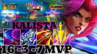 WILD RIFT KALISTA ADC GAMEPLAY | 16 -3 -7 MVP | KALISTA BUILD RUNES
