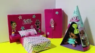 DIY 4 EASY THINGS FOR LOL BED DOLLS, WARDROBE DRESS AND CANOPY TENT. 4 MINIATURAS LOL CAMA Y MAS