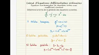 Équations différentielles non homogènes de deuxième ordres avec coefficients constants