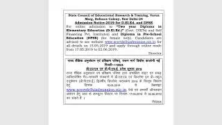 Scert Delhi | Admission 2019-21 | D.EL.ED | DIET