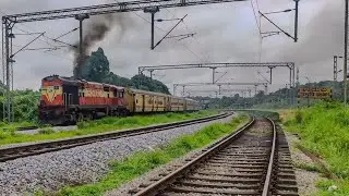 Single ERS Alco with 23 coacher Okha- Ernakulam Express departing  from Udupi||Bygone Diesel days