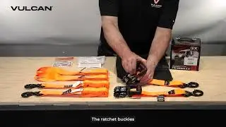 VULCAN Safety Orange Ratchet Strap Tie Down Kit 2-Pack Unboxing