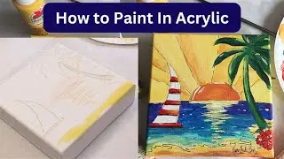 How to paint a Sunset with a Sailboat in Acrylic Paint on Canvas| Landscape Painting