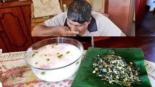 Eating pazhaya sadam/Fermented rice/butter garlic murungai keerai poriyal |Eating show tamil