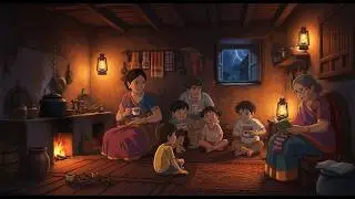 Outside the Thunder Roared, Inside the Lantern Glowed | Cozy Village Night ASMR | Ghibli Style