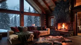 LIVE Snow Cabin Fireplace 🔥 Cozy Crackling Fire for Deep Sleep, Focus & Relaxation