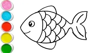 Fish 🐠 Drawing For kids | Painting & Colouring | How To Draw A Fish For kids 