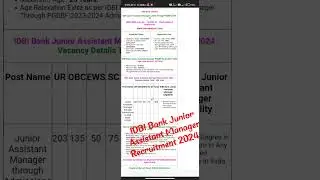 IDBI Bank Junior Assistant Manager Recruitment 2024 #Idbi#idbi_bank#govt.jobs #shorts