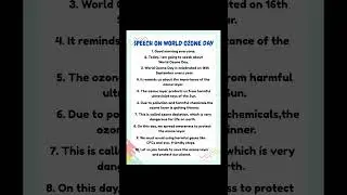 Short and simple speech on World Ozone Day/speech on world ozone day in english/World ozone day