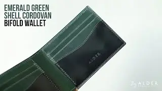 Our Classic Bifold Wallet using Emerald Green Shell Cordovan by Shinki Hikaku, Japan