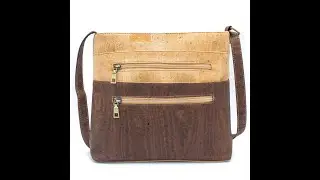 Natural Cork Zipper Crossbody Bag - BAGP 050