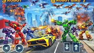 Car & Jet Transformation Robot Fight Game | Flying Police Robot Game 2020 - Android Gameplay