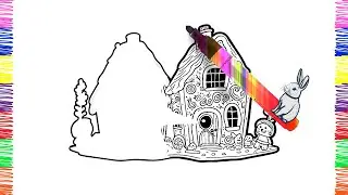 Gingerbread House - Drawing and Coloring for Kids 🍭🎄 How to Draw a Gingerbread House