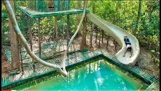 Build Swimming Pool Water Slide Around Secret Bamboo House