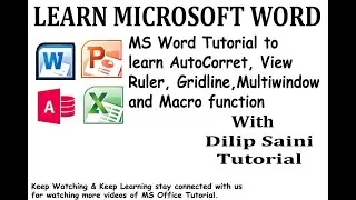 MS Word Tutorial to learn AutoCorrect, View, Multi window and Macro function. |Hindi| Dilip Tutorial