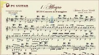 Vivaldi, RV.93 Violins & Lute concerto - 1 Allegro, guitar