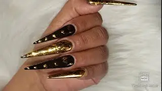Egyptian Style Gold Nails Self taught Nail tech Full Video On My Channel