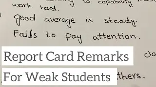 Report Card Remarks For Weeks Students ￼| Comments for students | Student Motivate Comments #viral