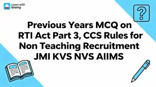 Previous years questions on RTI Act part 3 || Important questions for various Non Teaching Recrtt