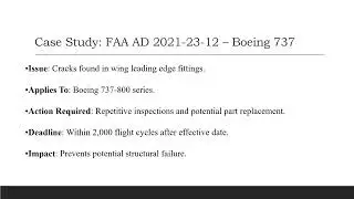 Airworthiness directives and case study