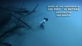 32 meters /100 feet underwater on breath hold and back.