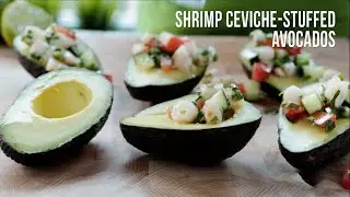 Joe Burris with shrimp ceviche stuffed avocados