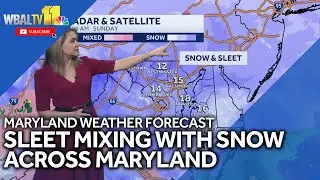 Snow mixes with sleet in Baltimore