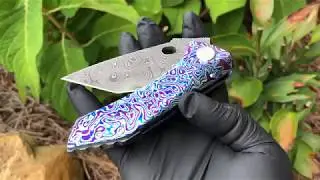 ExtremAddiction Mini FMJ Blue MokuTi Polished Nichols Damascus