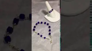 Dark blue crystal rosary bracelet made with 14k gold filled findings