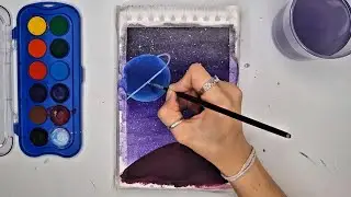 Pintura relaxante em aquarela: minha primeira arte com aquarela (qualquer iniciante consegue!) 🌌✨️🪐 
