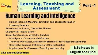 Unit 1: Human Learning and Intelligence | B.ed Special Education Notes (English & Hindi) 